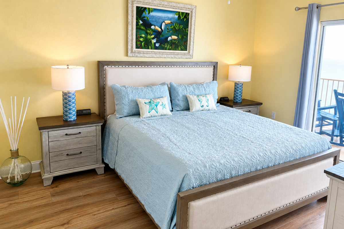 Charging stations on both nightstands!