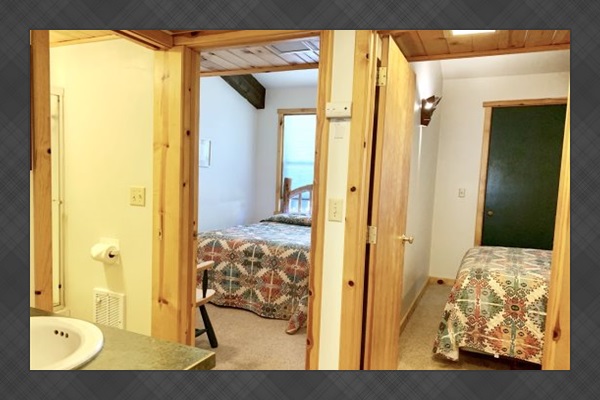 Bedrooms just outside bathroom area