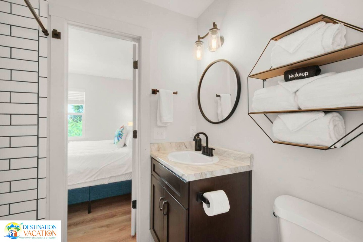 Thoughtfully designed bathroom offers comfort and convenience.
