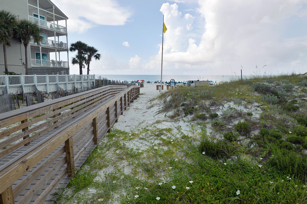Boardwalk from our resort to the beach