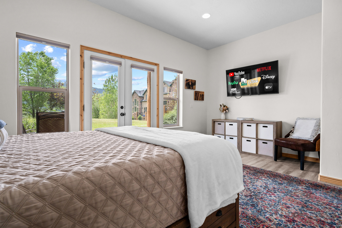 Unwind your way: lounge in front of the big-screen TV, hop on the exercise bike, or step outside for a peaceful coffee on the patio.