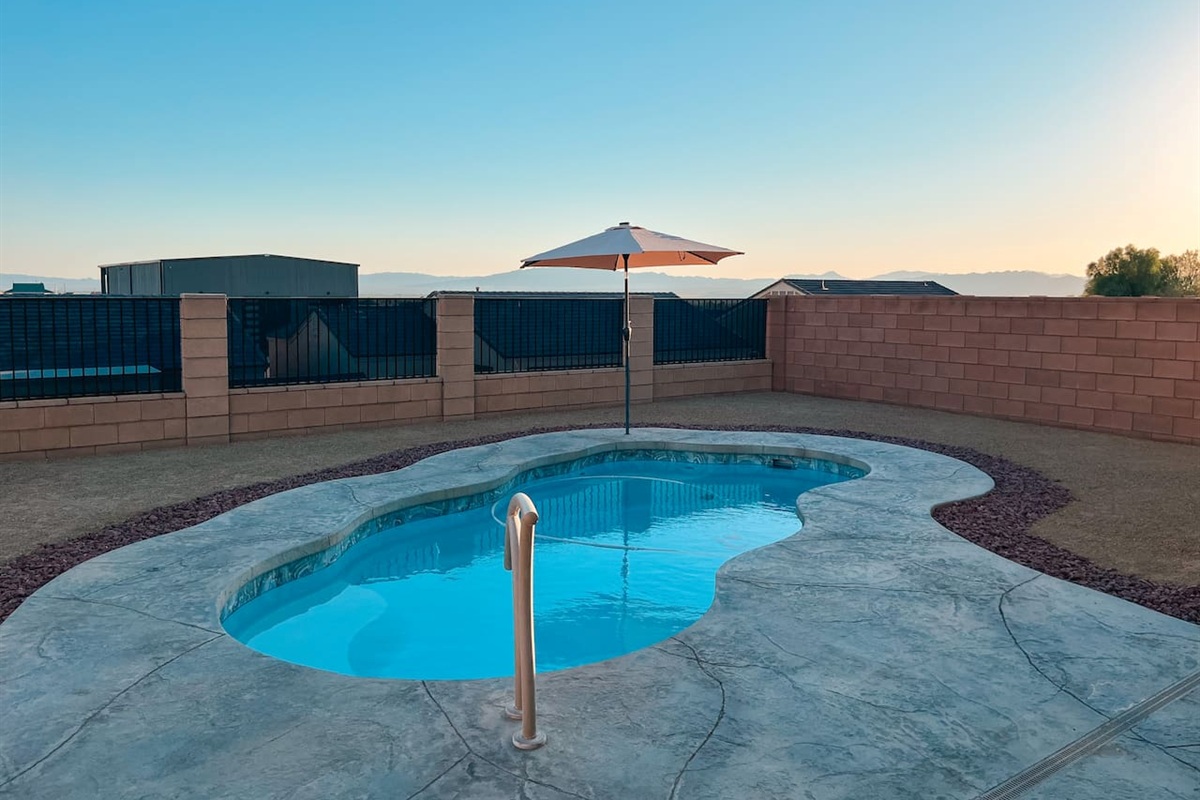 Pool with beautiful sunset views