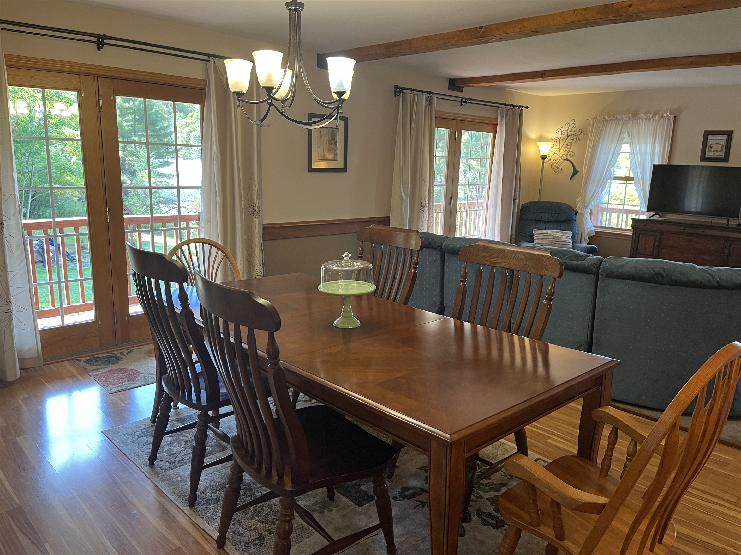 Dining area with easy access to porch