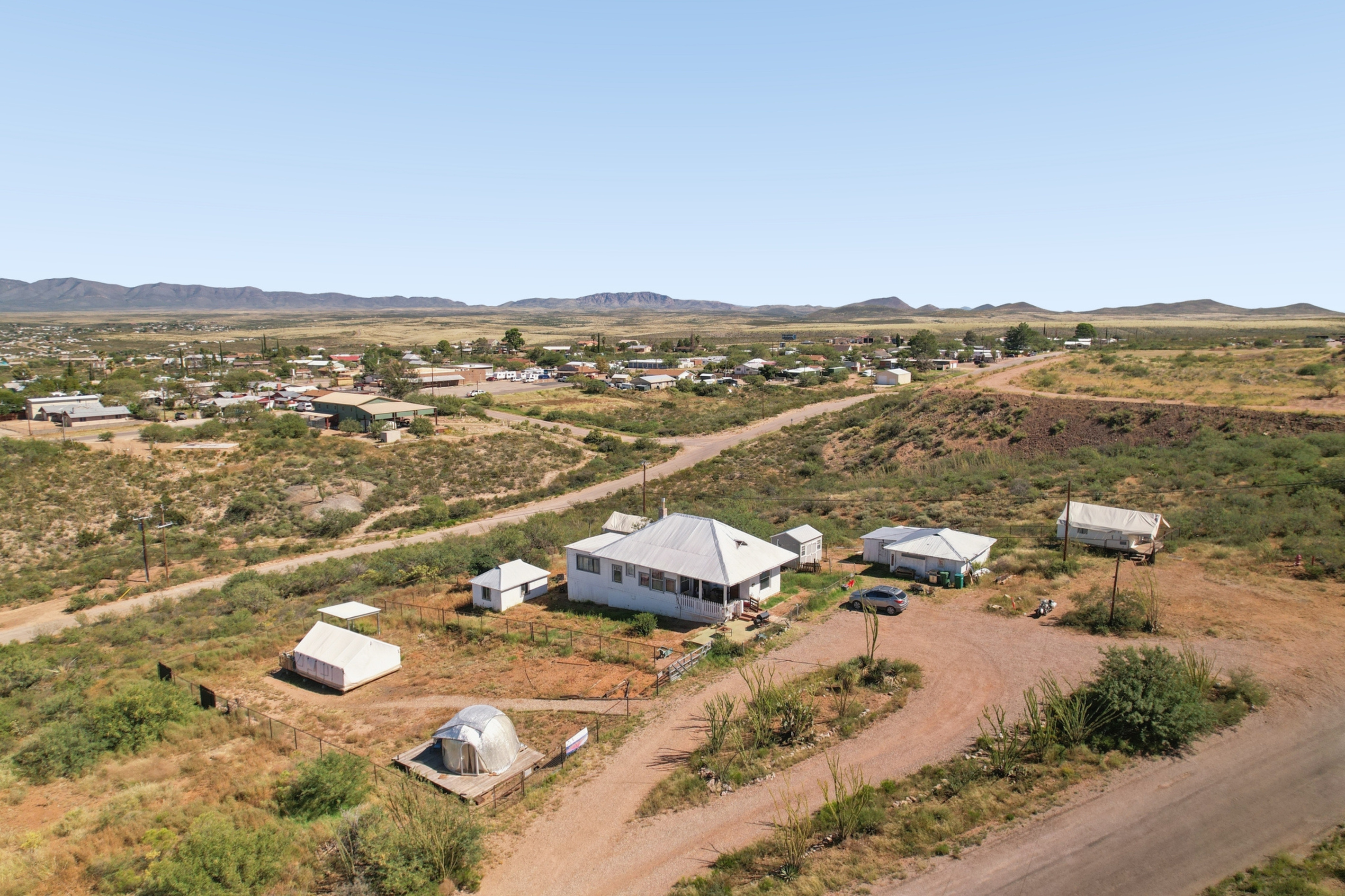 Get a bird’s-eye view of Silver Spur Homestead and its unique desert setting