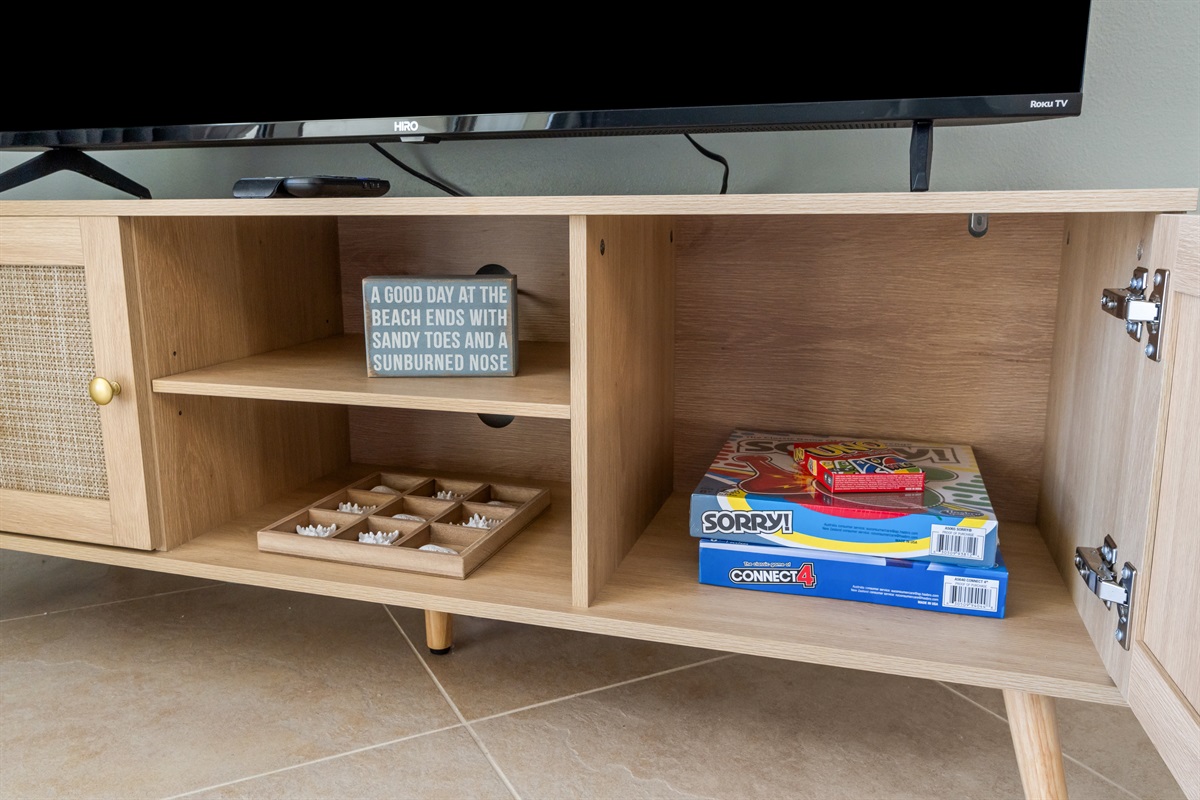 Enjoy some fun times with friends and family playing board game classics or enjoying some coastal style tic-tac-toe.