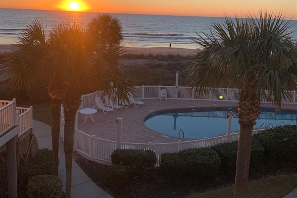 Sunrise from master bedroom suite.  Your own private balcony!