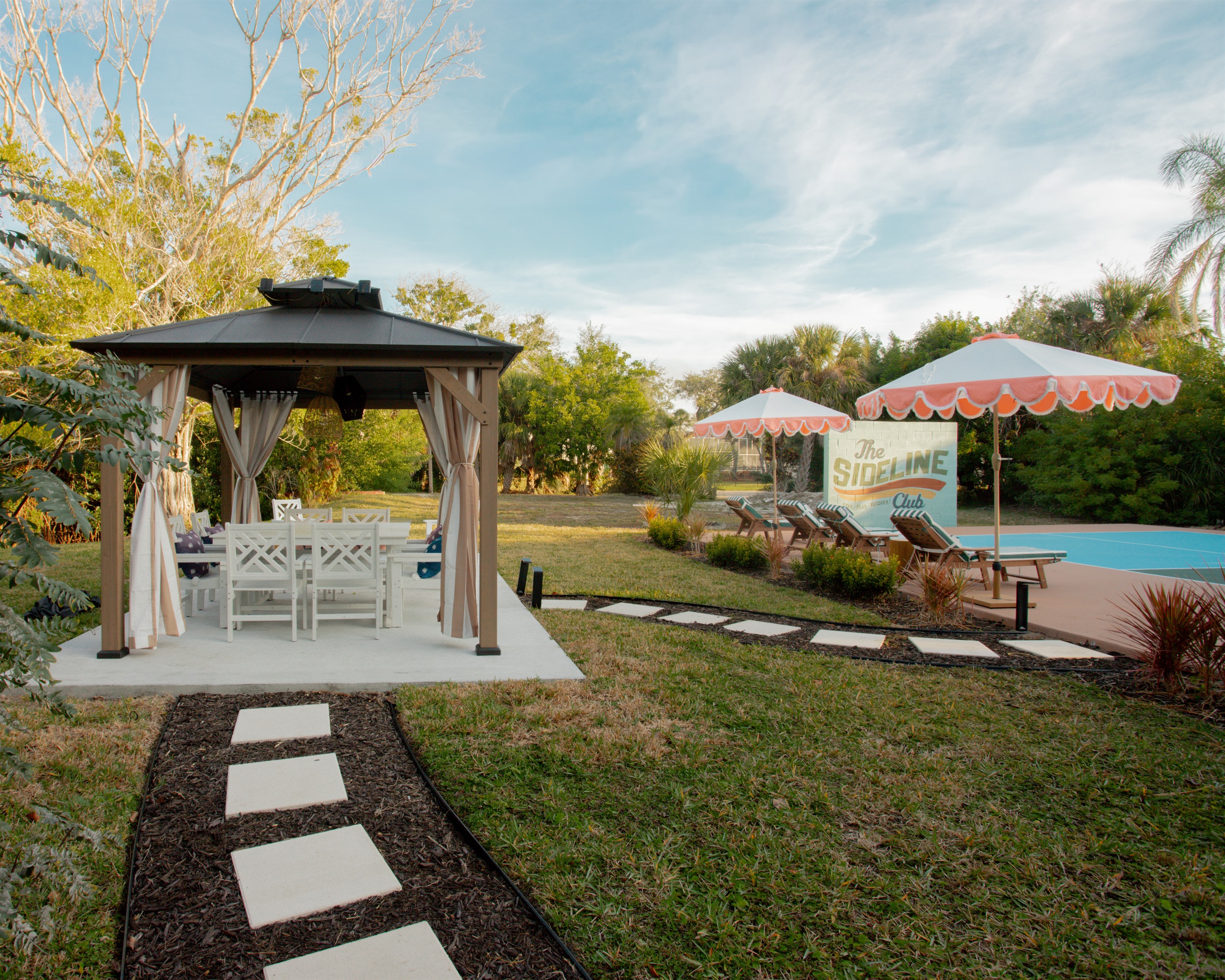 From the Court to the Porch.  A private pickleball court just steps from the kitchen — because sometimes the best matches 
