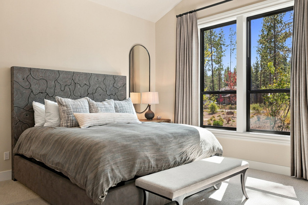 King suite #2 with blackout window coverings, TV and private ensuite bath (downstairs)