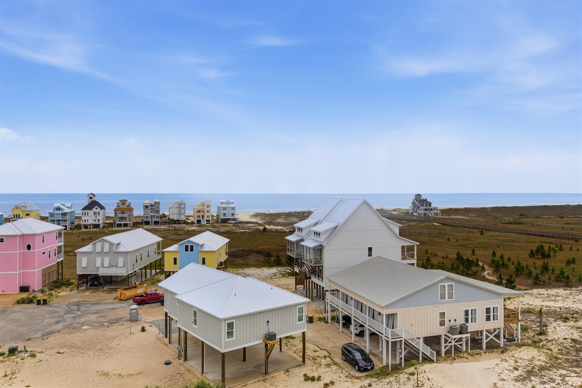 Balcony overlooks these homes