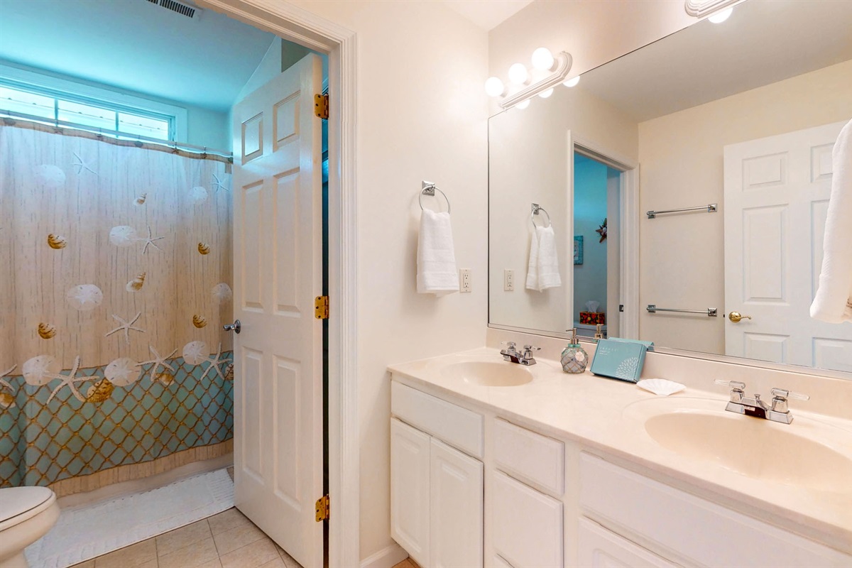 Full bathroom with huge vanity area