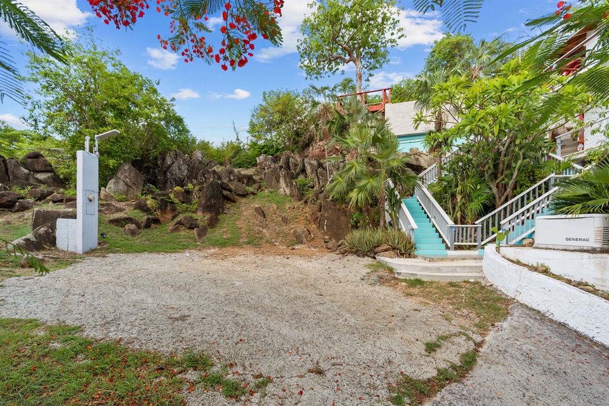 Parking space for at least two vehicles to fit comfortably.