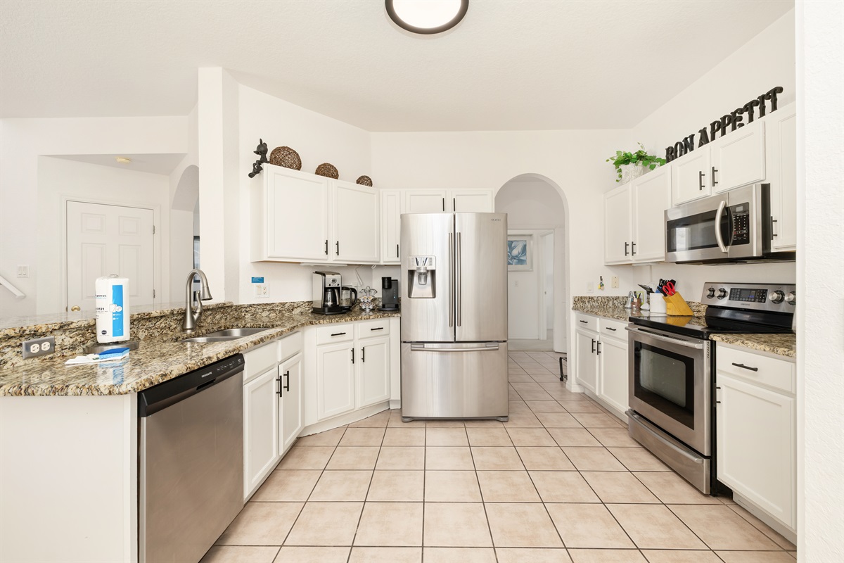 The spacious kitchen has everything you need for cooking meals in.