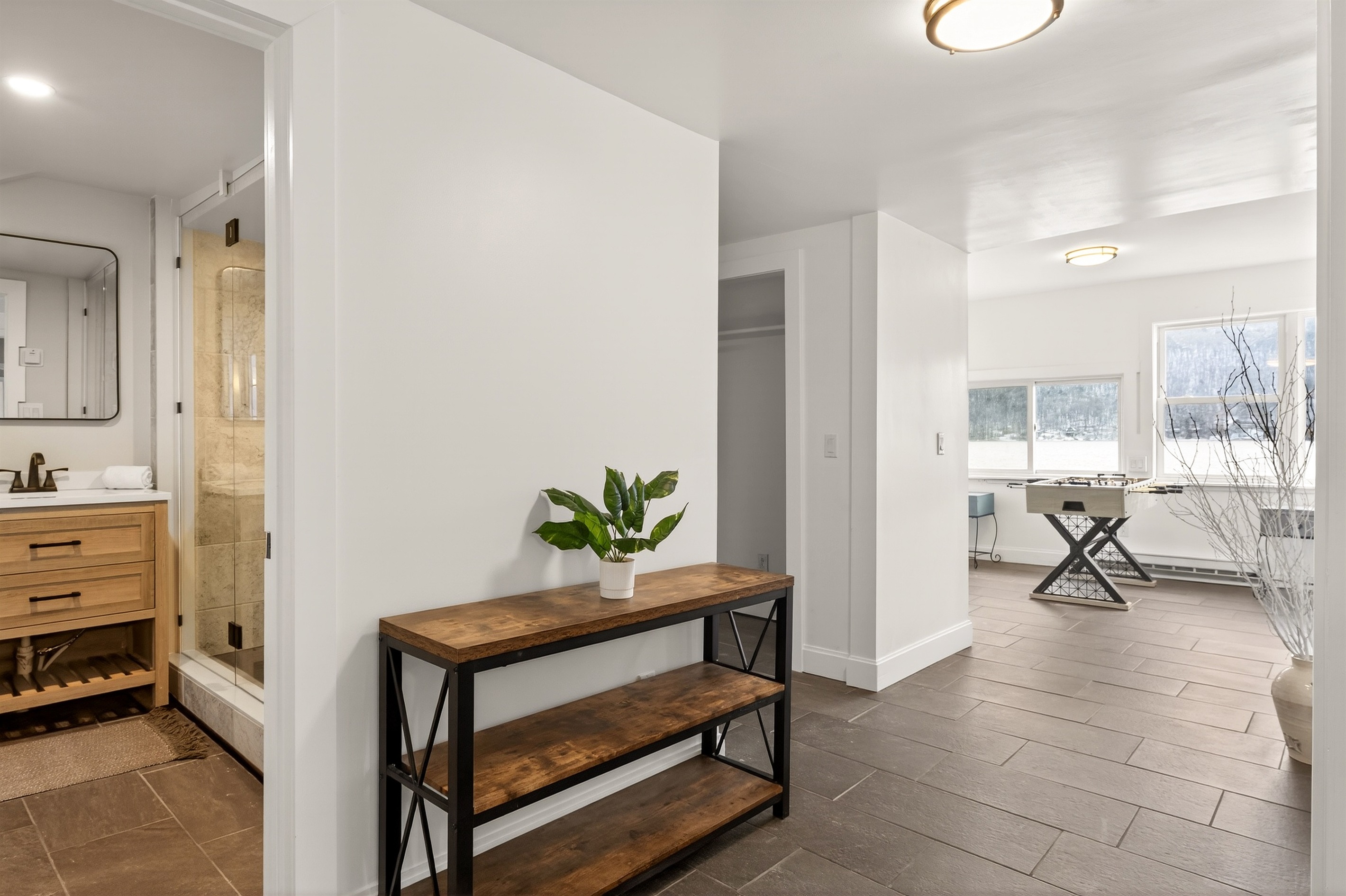 Entry level hall and bath