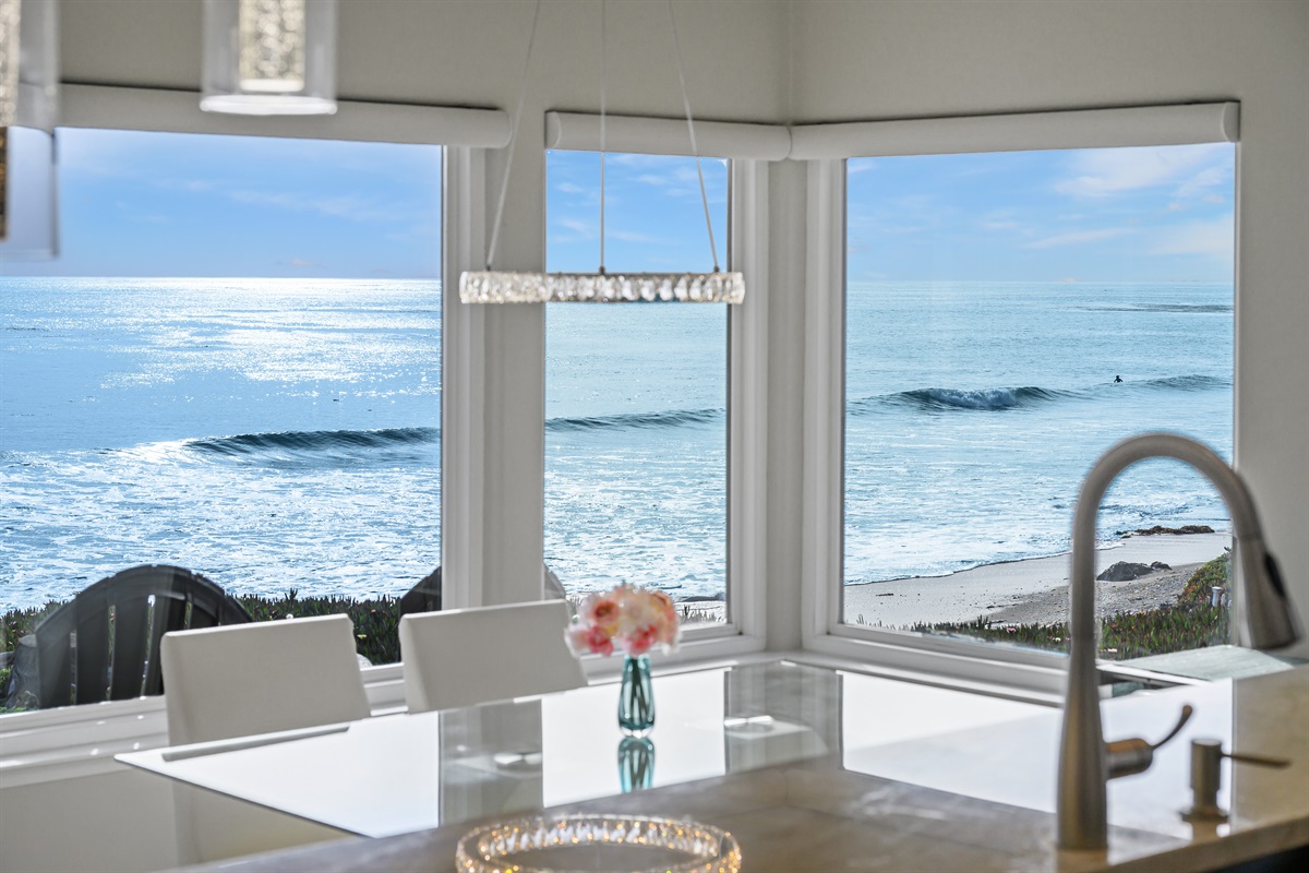 Ocean views from the kitchen and dining