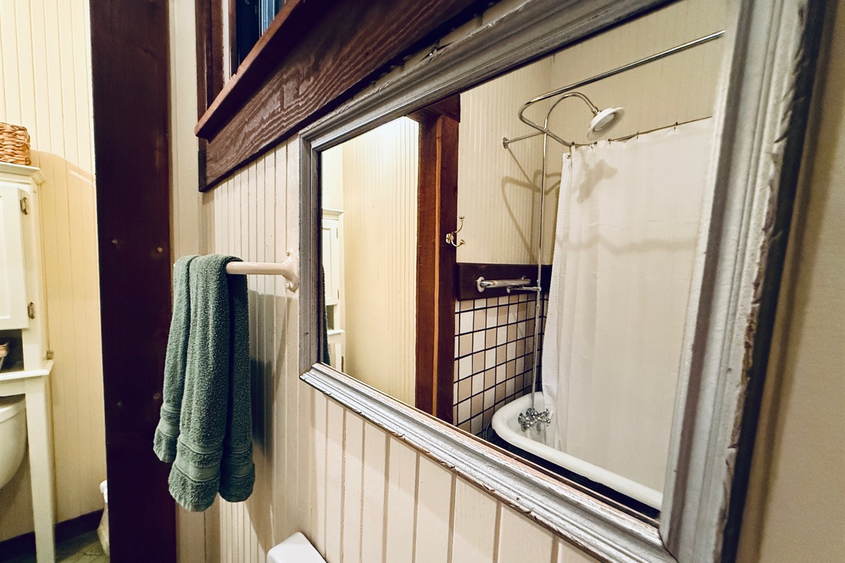 Classic tub and shower setup with vintage Rio Nido character.