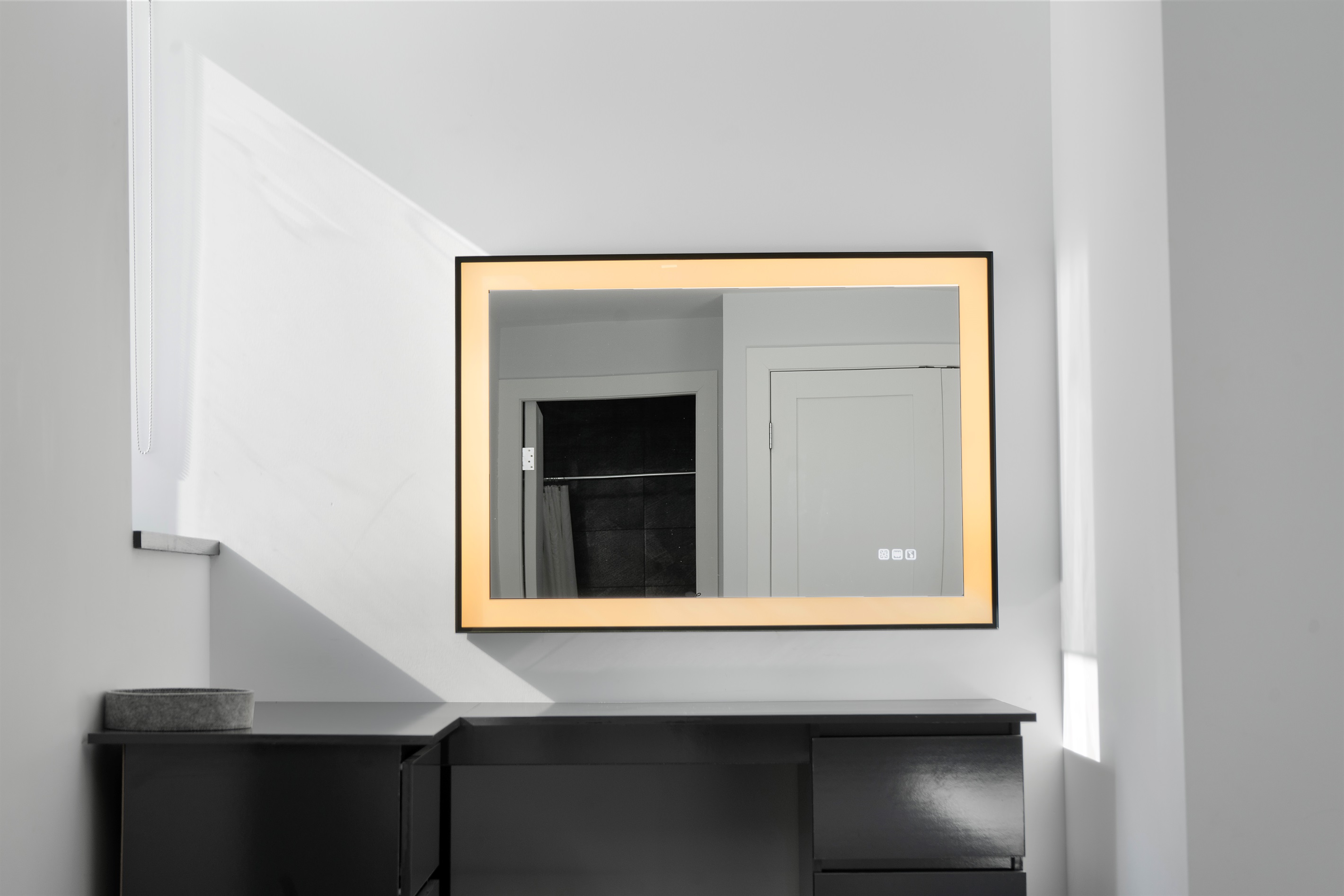 Desk With Backlit Mirror for Video Calls or Getting Ready