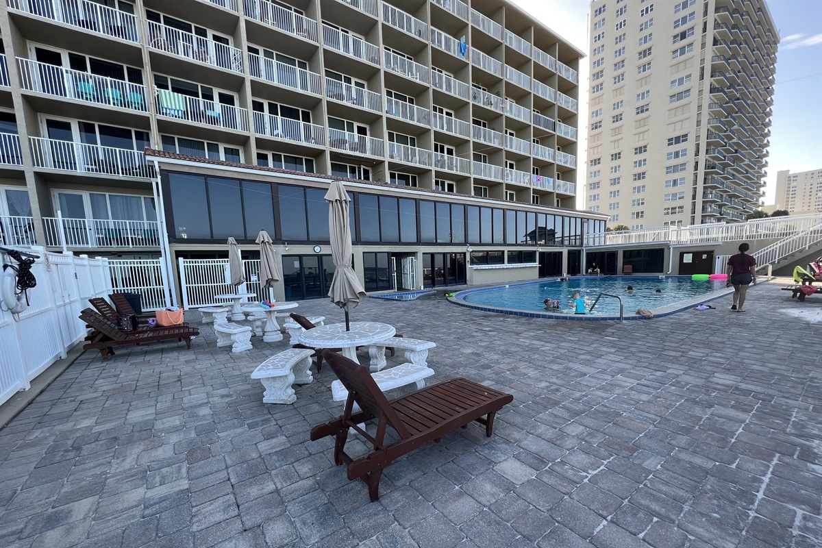 Pool and sun deck area