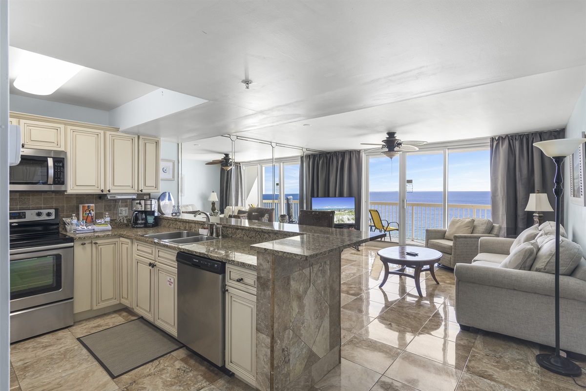 Living room and kitchen