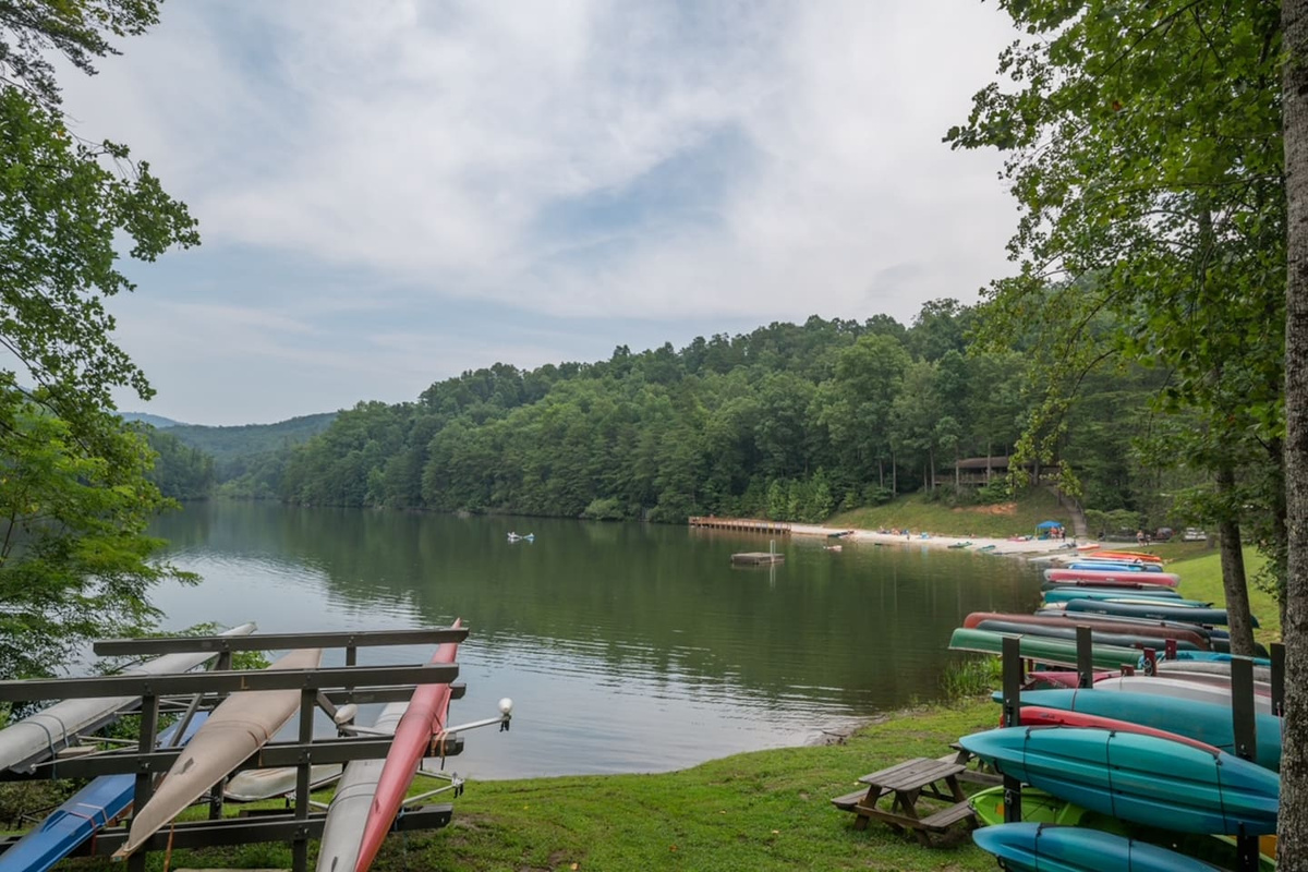Mirror Lake in Riverbend at Lake Lure where the cabin is located. 