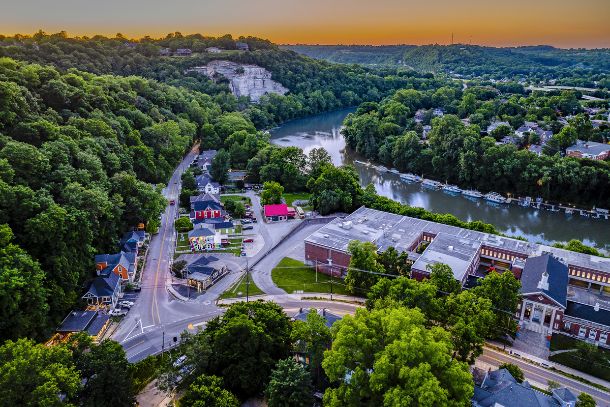 The Kentucky River glows at dusk, offering one of Frankfort's most iconic views just steps from your front door.