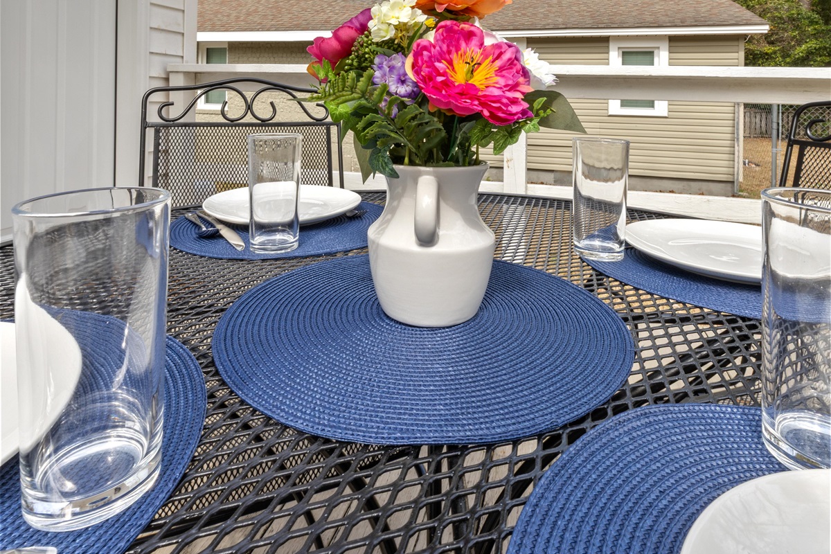 View of the back patio table.