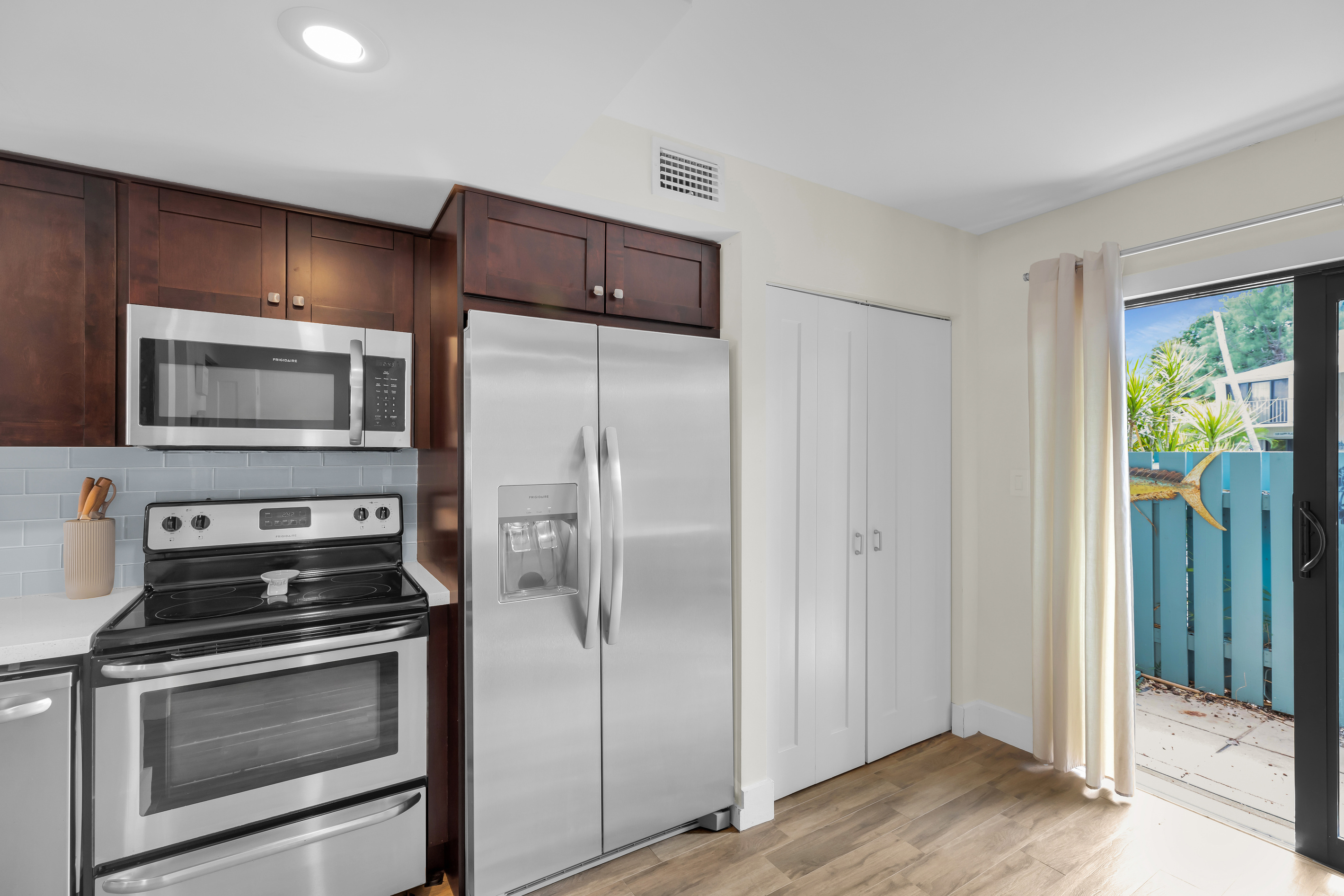 Kitchen, pantry and front patio