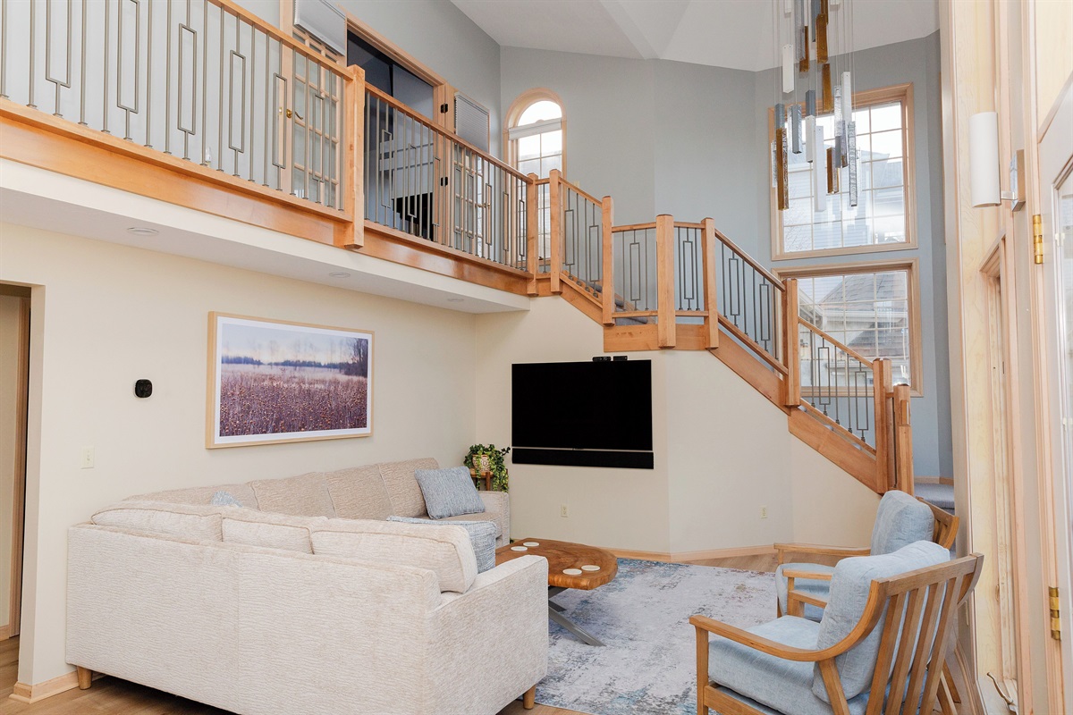 Great Room with 65" HDTV and Sound Bar