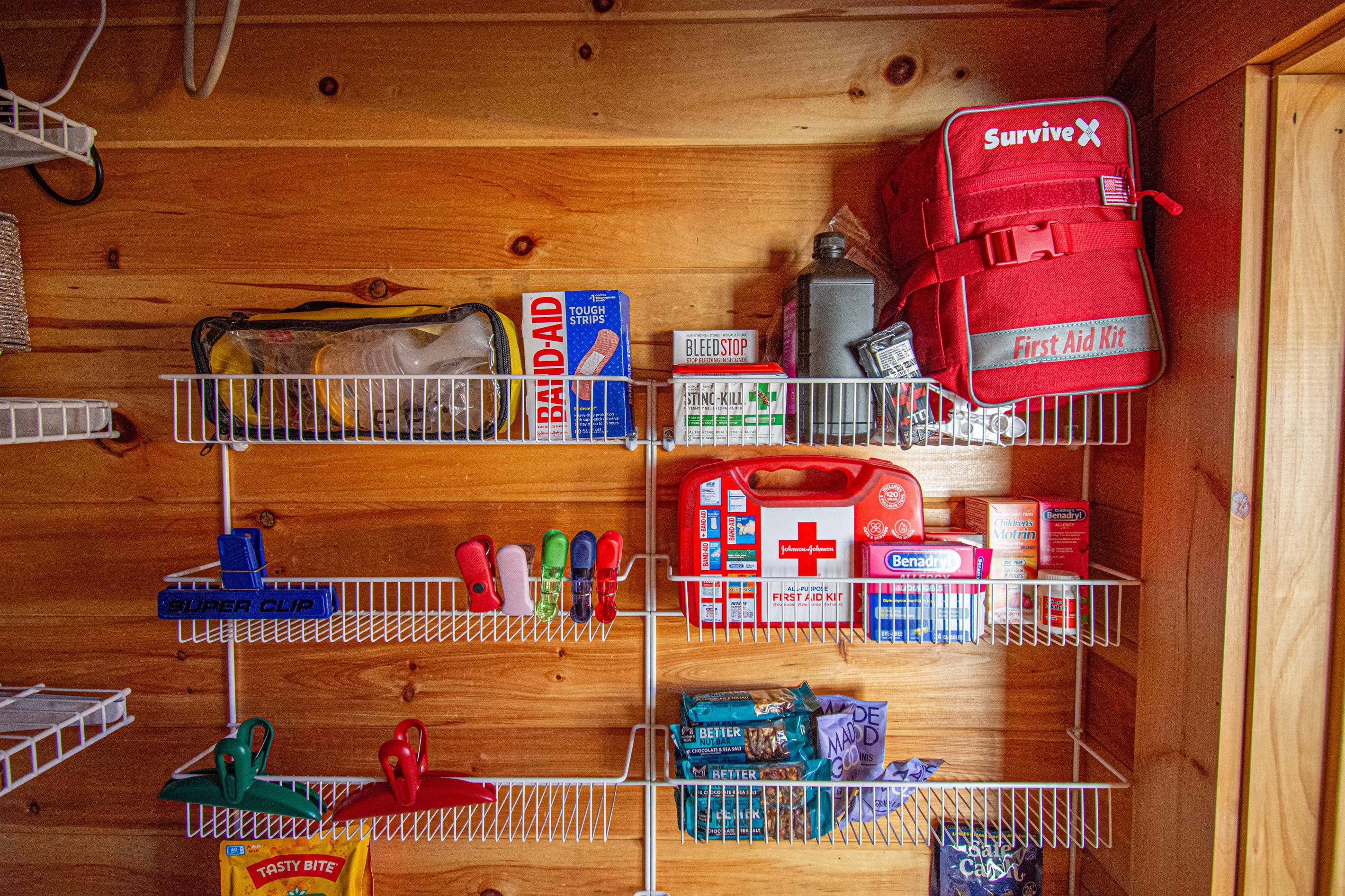 Essentials Ready: Well-stocked first aid and snacks for your adventure in Bryson City!