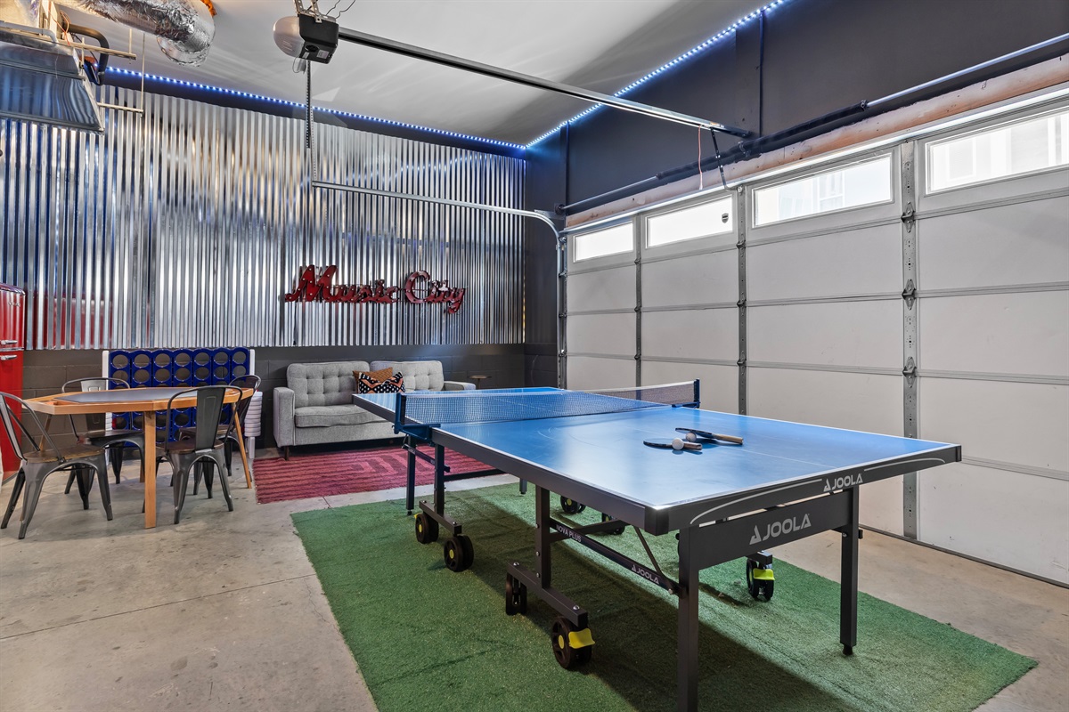 Game Room: Enjoy friendly matches in this vibrant space adorned with quirky decor and vibrant LED lighting!