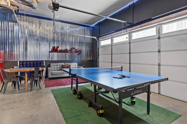 Game Room: Enjoy friendly matches in this vibrant space adorned with quirky decor and vibrant LED lighting!
