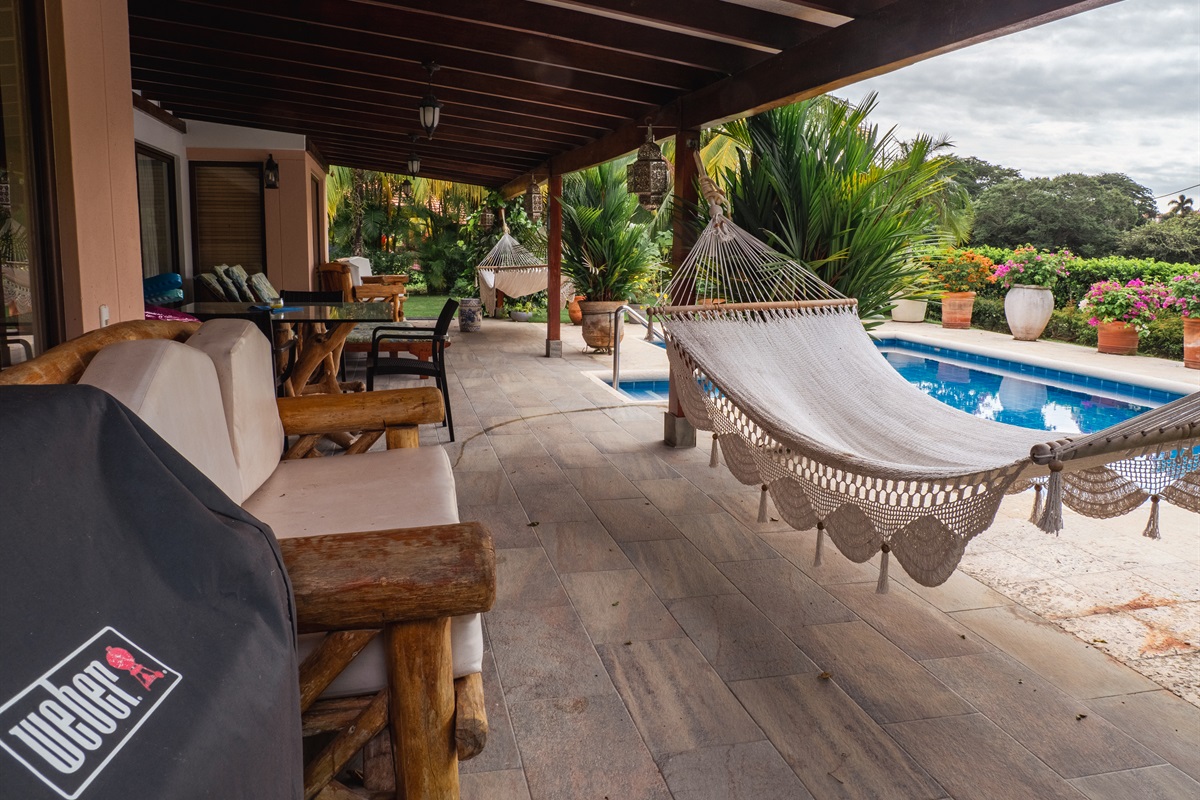 Covered patio and pool