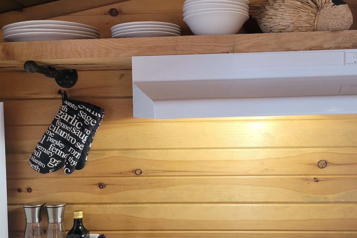 Kitchen area over top of stove