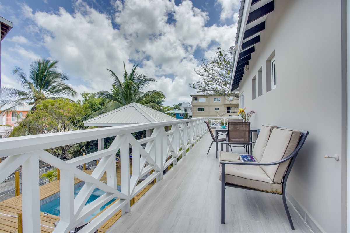 Belcony off bedrooms, overlooking the pool