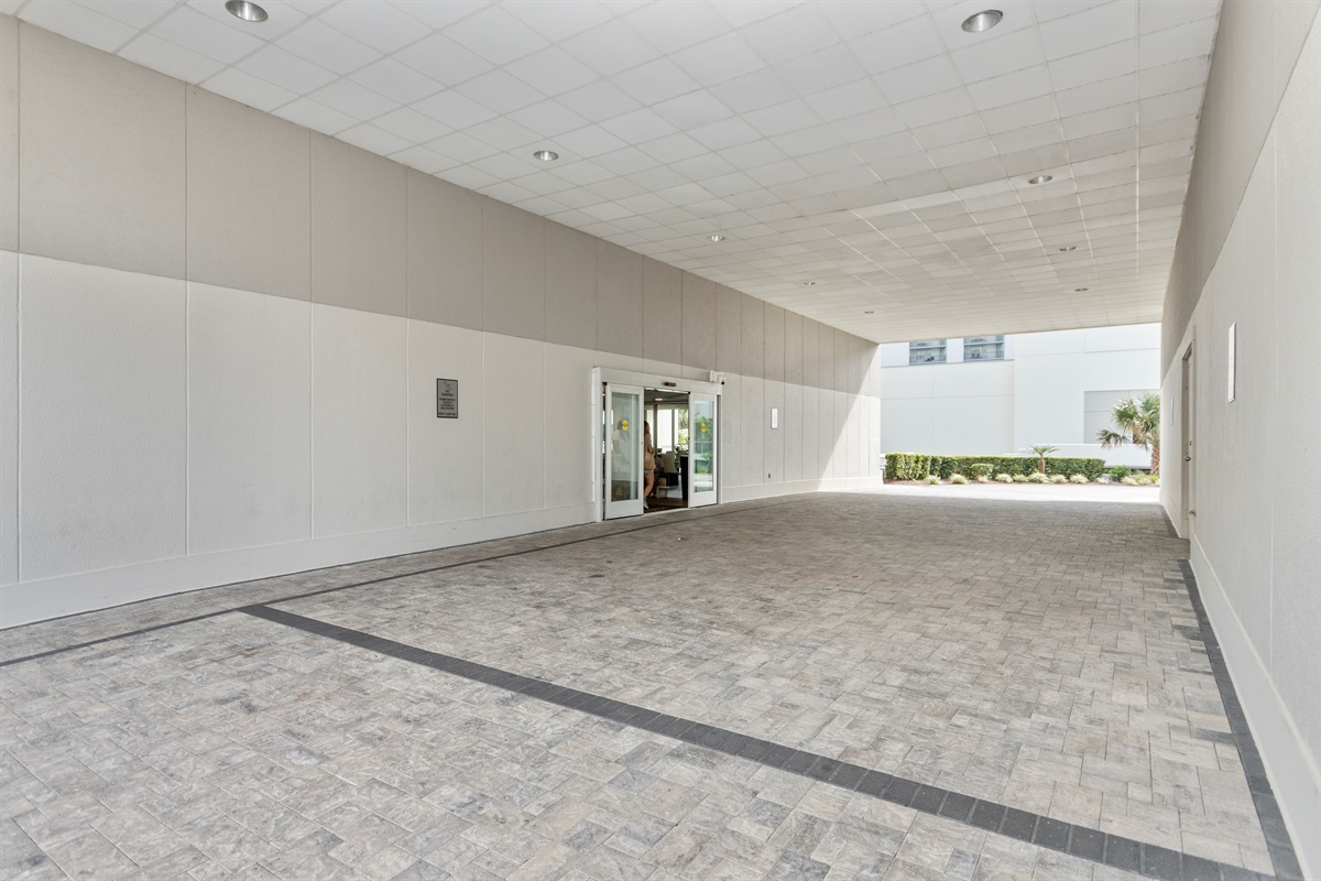 Entrance, pull right up to the dorr.