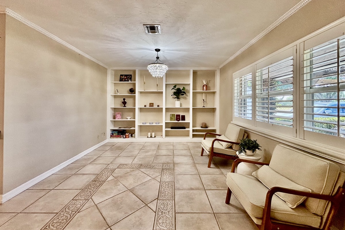 The front sitting room is the perfect place to enjoy your morning coffee or read a book.