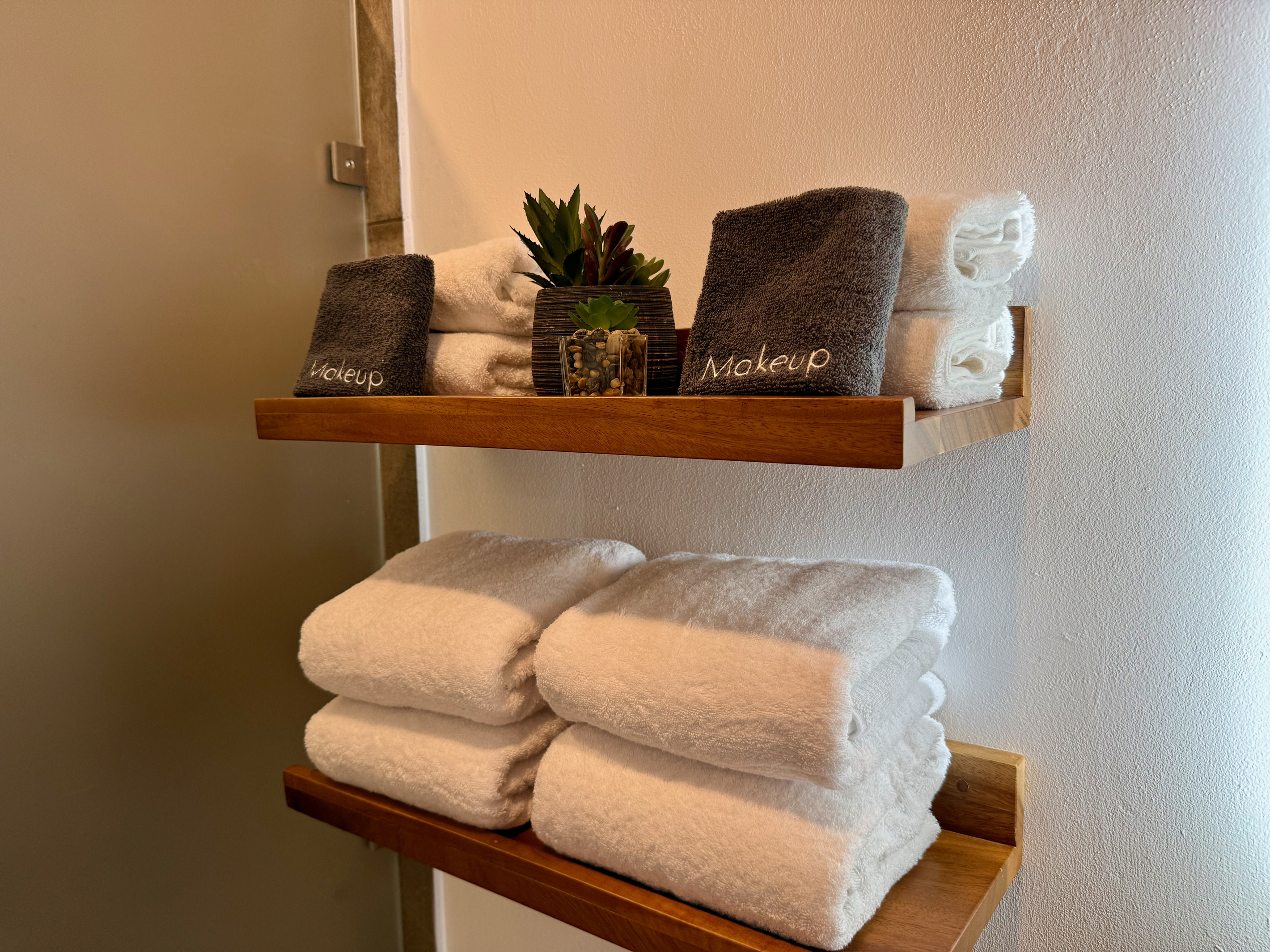 Fresh towels, premium toiletries. Hotel-quality details.