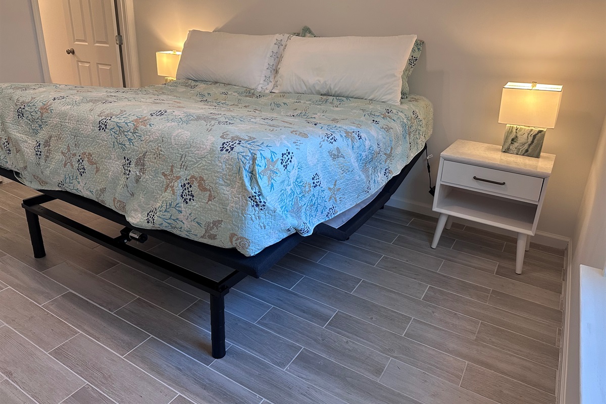 adjustable foot and headboard, king sized bed