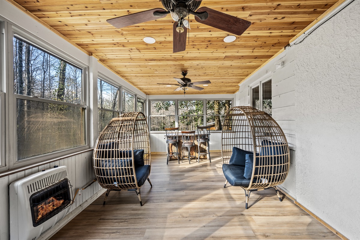 Bar room on the Enclosed Porch with Lush Tree Views of the Mountain!!!