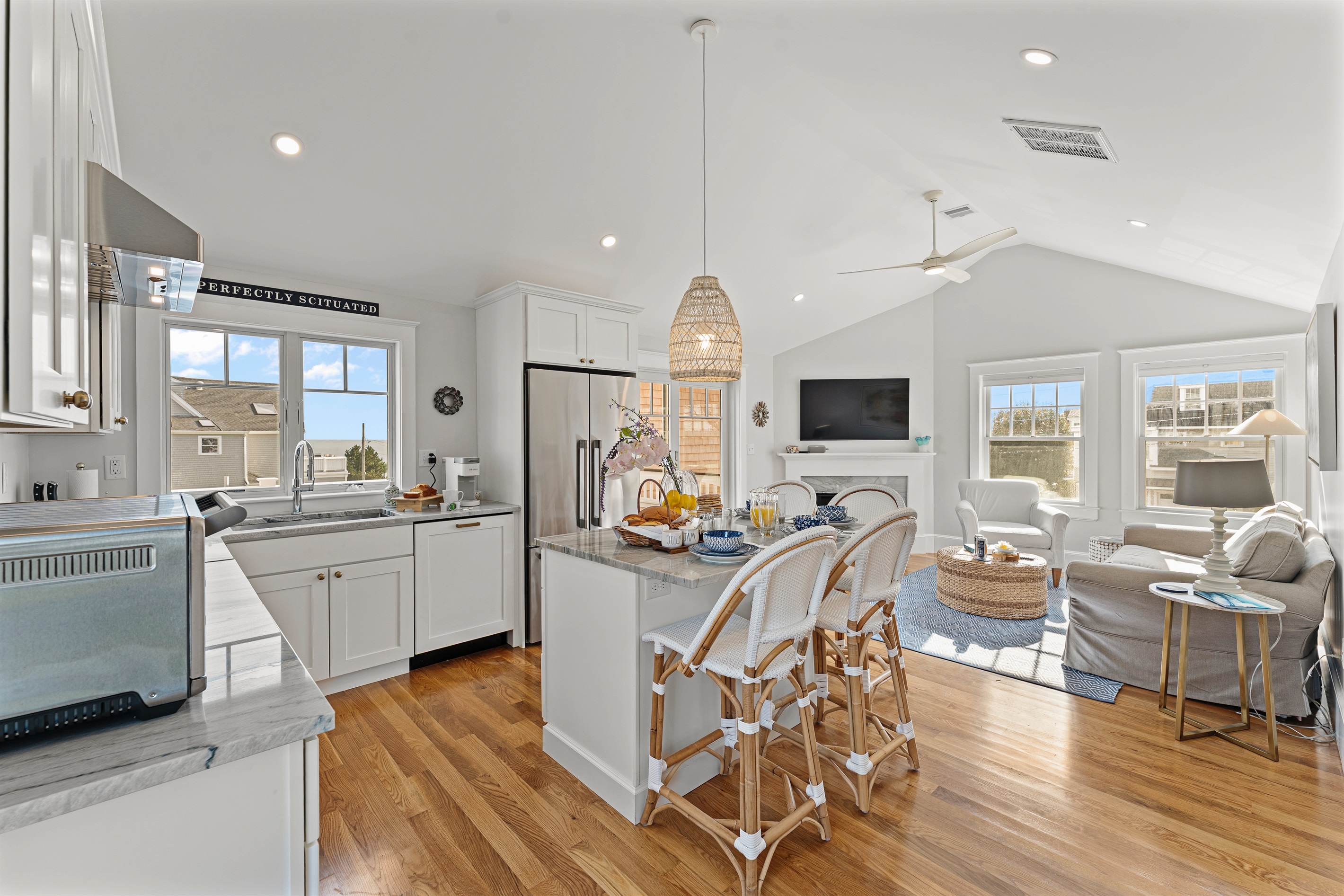 Seamless flow between living, dining, and kitchen spaces for comfort and connection.