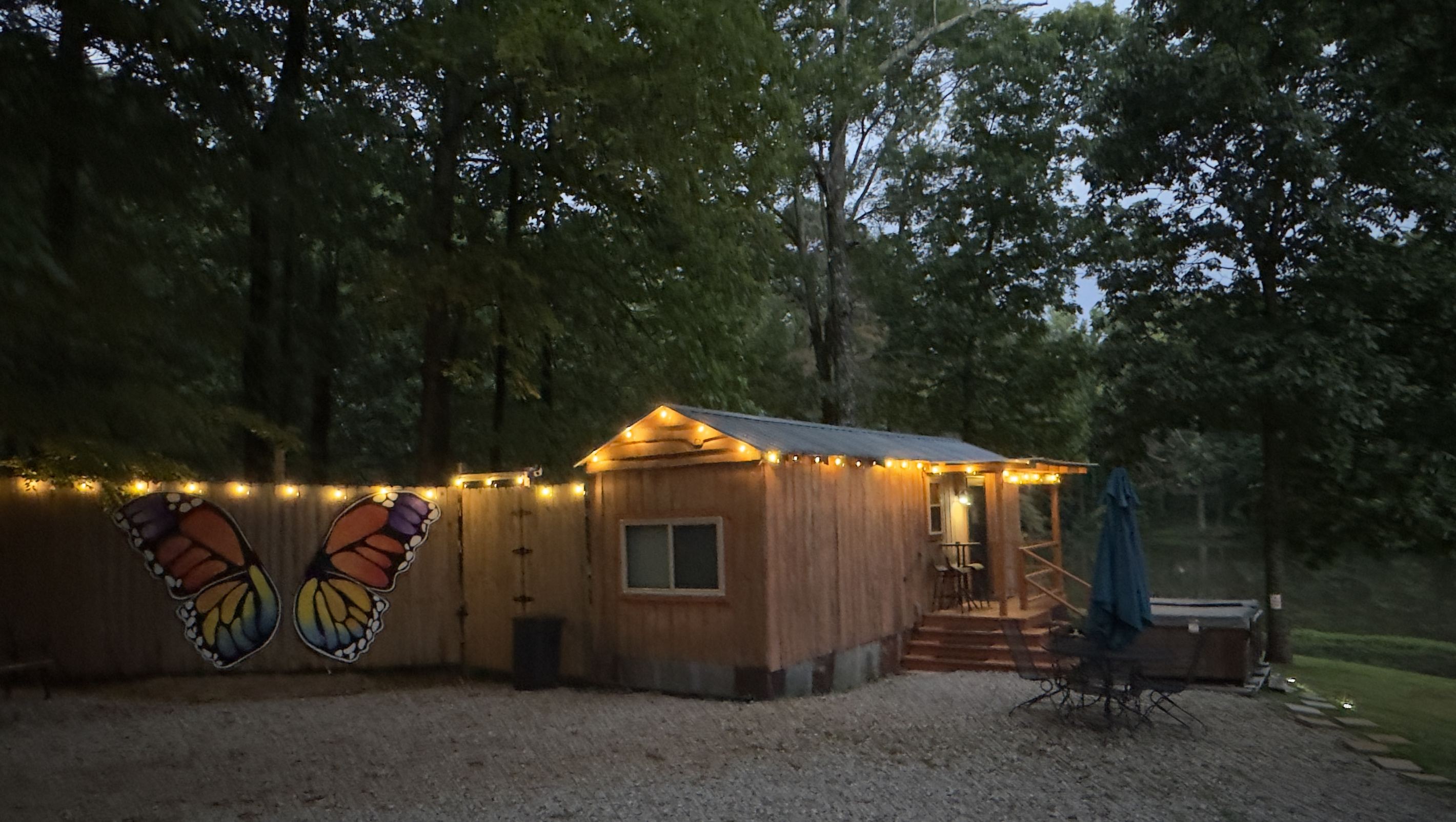 A cozy retreat after sunset 