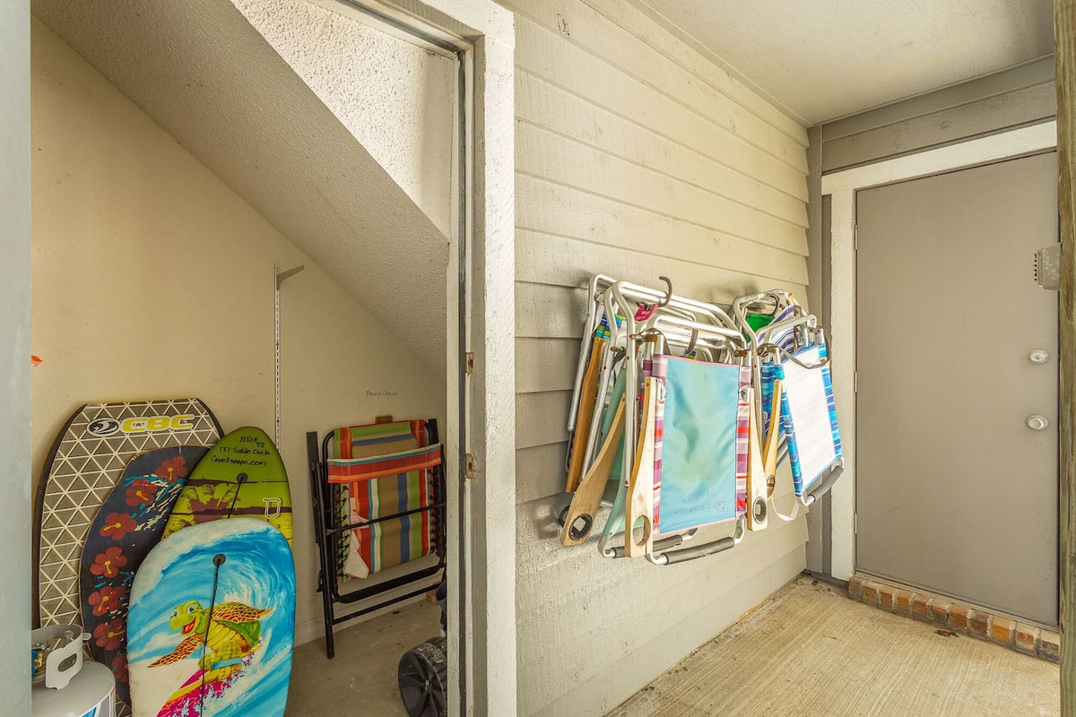 Grab the beach cart, chairs, umbrella, cooler, buckets &mdash; it is all here, fully stocked and ready. Load up and you are on the sand in 40 steps.