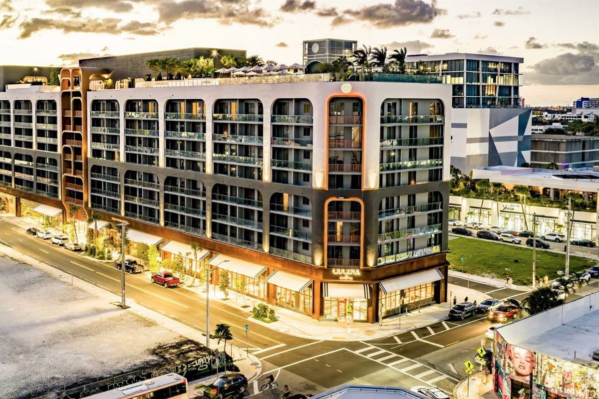 NoMad Wynwood at golden hour &mdash; sunset views from every west-facing residence