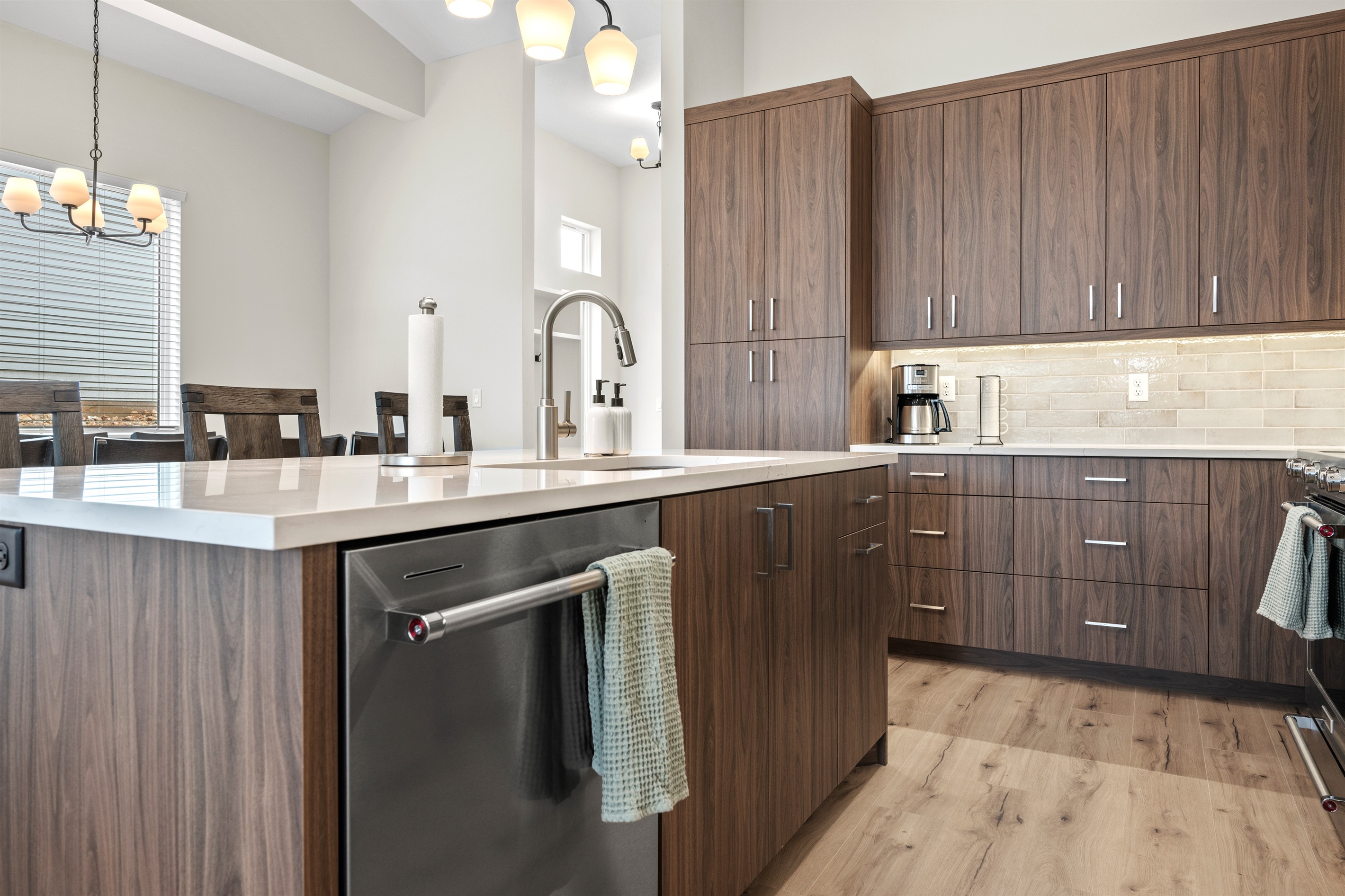 Coffee maker, toaster, and other essentials are provided.