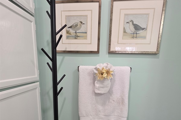 Hall trees in each bathroom--Keep your cloths dry!