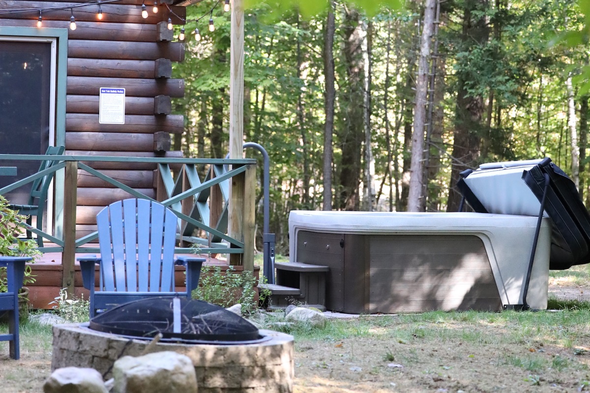 Hot Tub located off of the back deck where you can look at the stars!