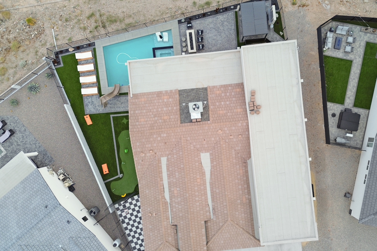 Arial of backyard layout.