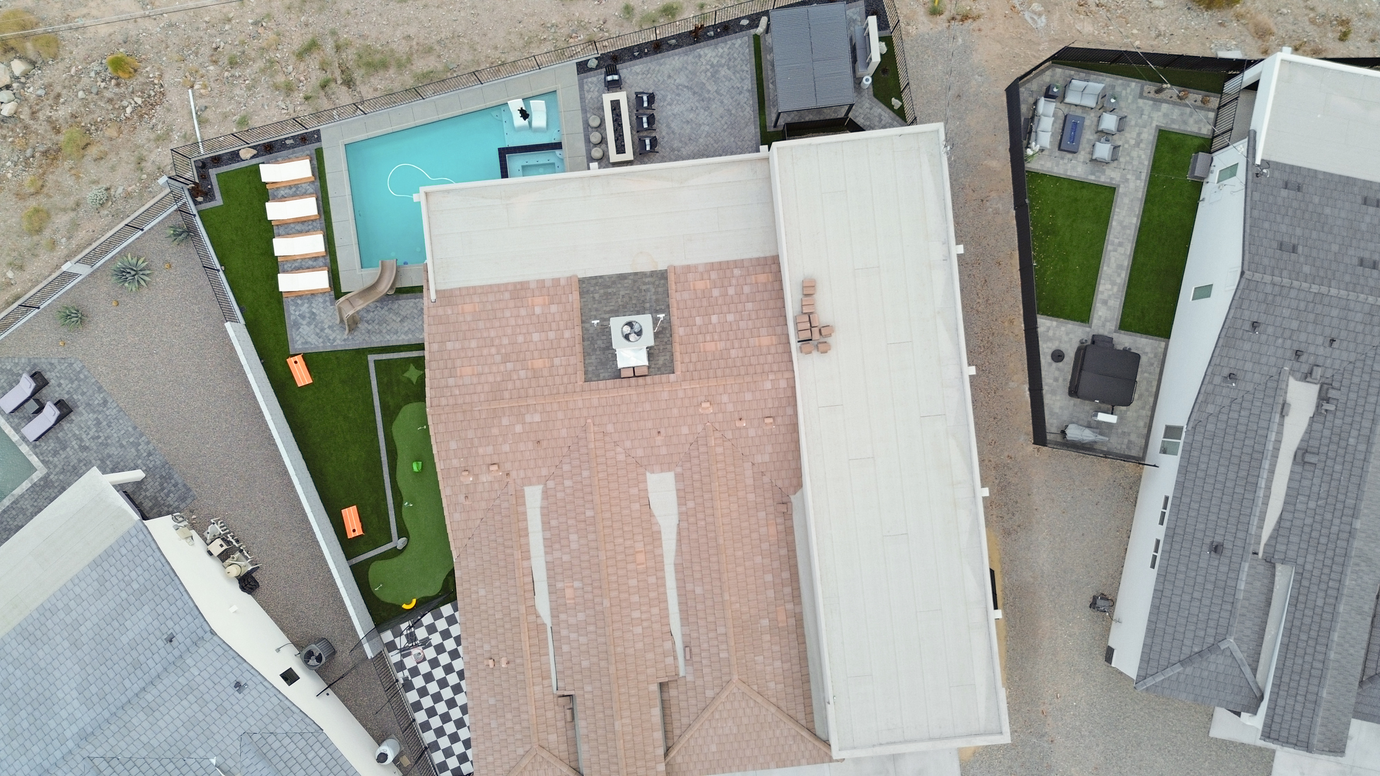 Arial of backyard layout.