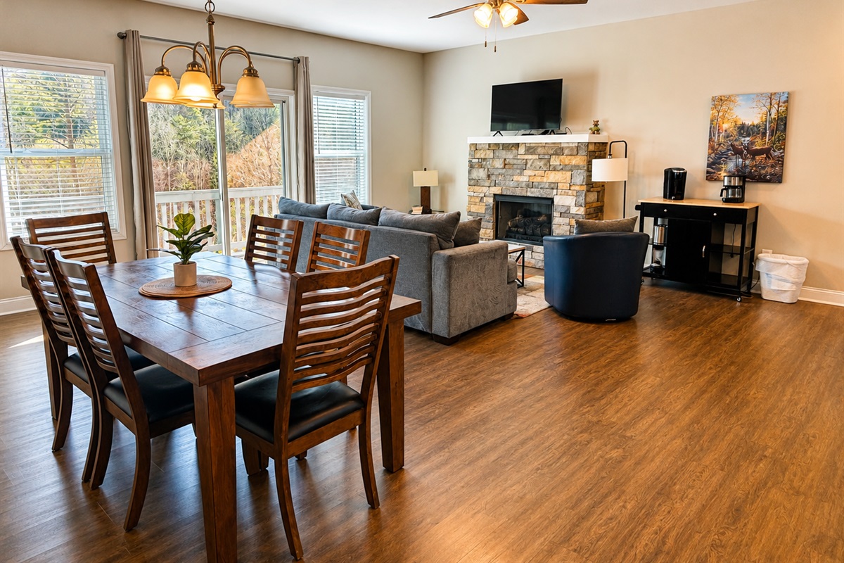 Gather, unwind, and make yourself at home in this warm and inviting mountain retreat — featuring an open-concept living space, cozy stone fireplace, and plenty of room for relaxing after a day exploring North Georgia.