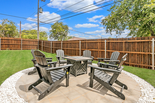 Enjoy the fire pit in our fenced yard