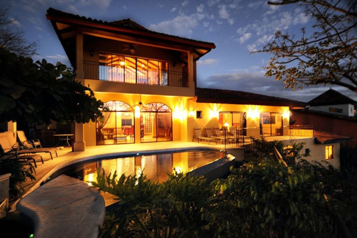 back of the house and pool